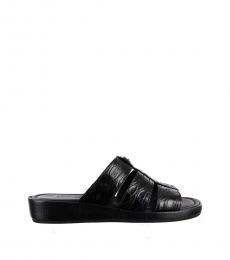 Black Croc Print Sandals