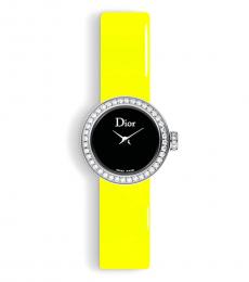 Christian Dior Neon Black Dial Diamond Bezel Watch