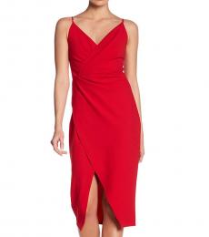 Betsey Johnson Fire Faux Wrap V-Neck Midi Dress