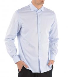 Corneliani Light Blue Pin Check Spread Collar Shirt