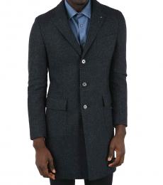 Gray  Three-Quarter Length Melange Coat