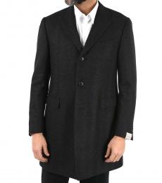 Corneliani Dark Grey Three-Quarter Length 3-Button Chesterfield Coat