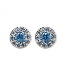 Blue Silver Crystal Halo Earrings