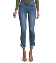 7 For All Mankind Blue Tulip Fray Hem Ankle Jeans