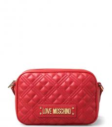 Love Moschino Red Quilted Medium Crossbody Bag