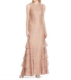 Ralph Lauren Rose Gold Lace Evening Gown