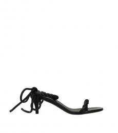 Black Leather Self Tie Heels