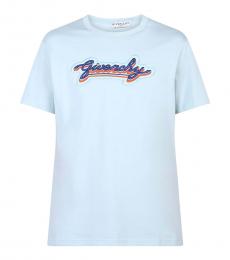Givenchy Light Blue Round Neck T-Shirts