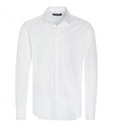 White Solid Body Fitted Shirt