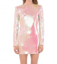 Balmain Light Pink Sequined Sheath Dress