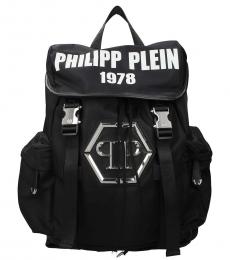 Philipp Plein Black Logo Large Backpack