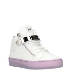 Giuseppe Zanotti White Leather Side Zip Sneakers