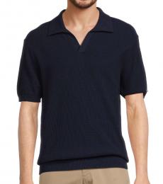 Karl Lagerfeld Navy Blue Ribbed Short Sleeve Sweater