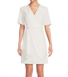 DKNY White Wrap Mini A Line Dress