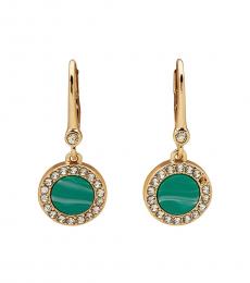 DKNY Golden Green Crystal Drop Earrings