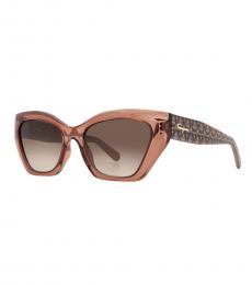 Ferragamo Light Brown Cat Eye Sunglasses
