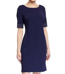 Karl Lagerfeld Dark Blue Scuba Crepe Sheath Dress