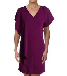 Ralph Lauren Purple Ruffled V-Neck Party Dress