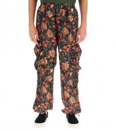 Red Printed Silk Trousers