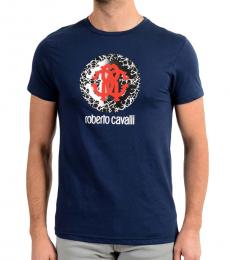 Roberto Cavalli Dark Blue Graphic Print T-Shirt