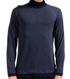 Armani Collezioni Blue Turtleneck Stretch Sweater