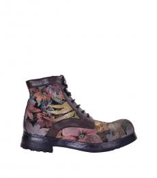 Dolce & Gabbana Brown Floral Embroidered Boots