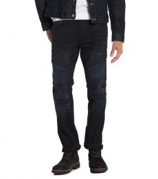 True Religion Black Rocco Relaxed Skinny Moto Jeans