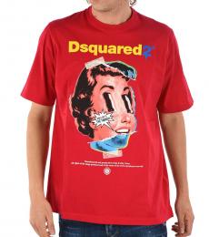 Dsquared2 Red Printed Slouch Fit T-Shirt
