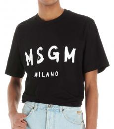 MSGM Black Front Logo T-Shirt