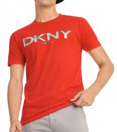 DKNY Red Metallic Puff Logo Tee