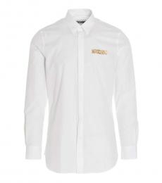 Moschino White Rubberized Logo Print Shirt