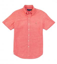 Coral Classic-Fit Chambray Short-Sleeve Shirt