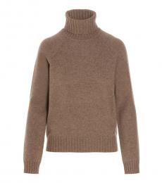 Tory Burch Light Brown Polo Neck Cashmere Sweater