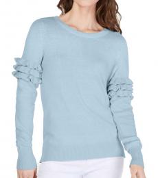 Michael Kors Pastel Blue Ruffled Pullover Sweater