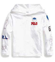 Ralph Lauren Little Boys White Polo Bear Hooded T-Shirt