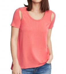 BCBGMaxazria Vintage Coral Cut-Out Handkerchief Top