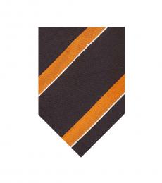 Dark Brown Mustrad Striped Tie