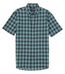 Dark Green Slim-Fit Short-Sleeve Woven Shirt