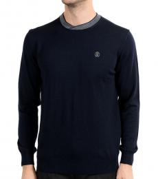 Navy Blue Wool Crewneck Sweater