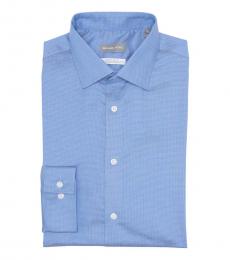 Blue Pin Dot Print Regular Fit Shirt