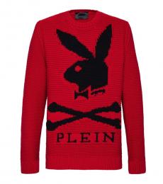 Philipp Plein Red Bunny Wool Sweater