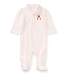 Ralph Lauren Baby Girls Delicate Pink Polo Bear Coverall