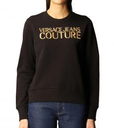 Versace Jeans Couture Black Crewneck Sweatshirt With Logo