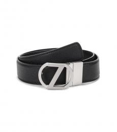 Ermenegildo Zegna Black Logo Buckle Belt