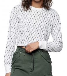True Religion White Monogram Print Long Sleeve Tee
