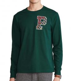 Bottle Green Classic-Fit Logo Graphic Long-Sleeve T-Shirt