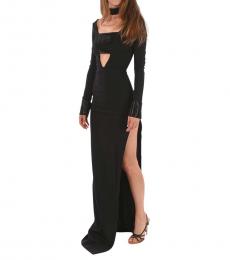 Philipp Plein Black Long Sleeves Side Slit Dress