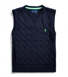 Ralph Lauren Little Boys Navy Cable-Knit Sweater Vest