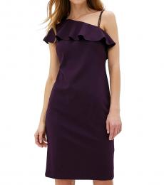 Ralph Lauren Dark Purple One-shoulder Sheath Dress