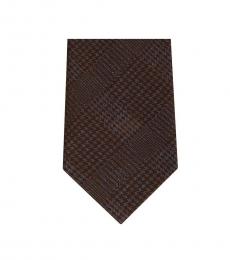 Michael Kors Brown Streamline Plaid Slim Silk Tie
